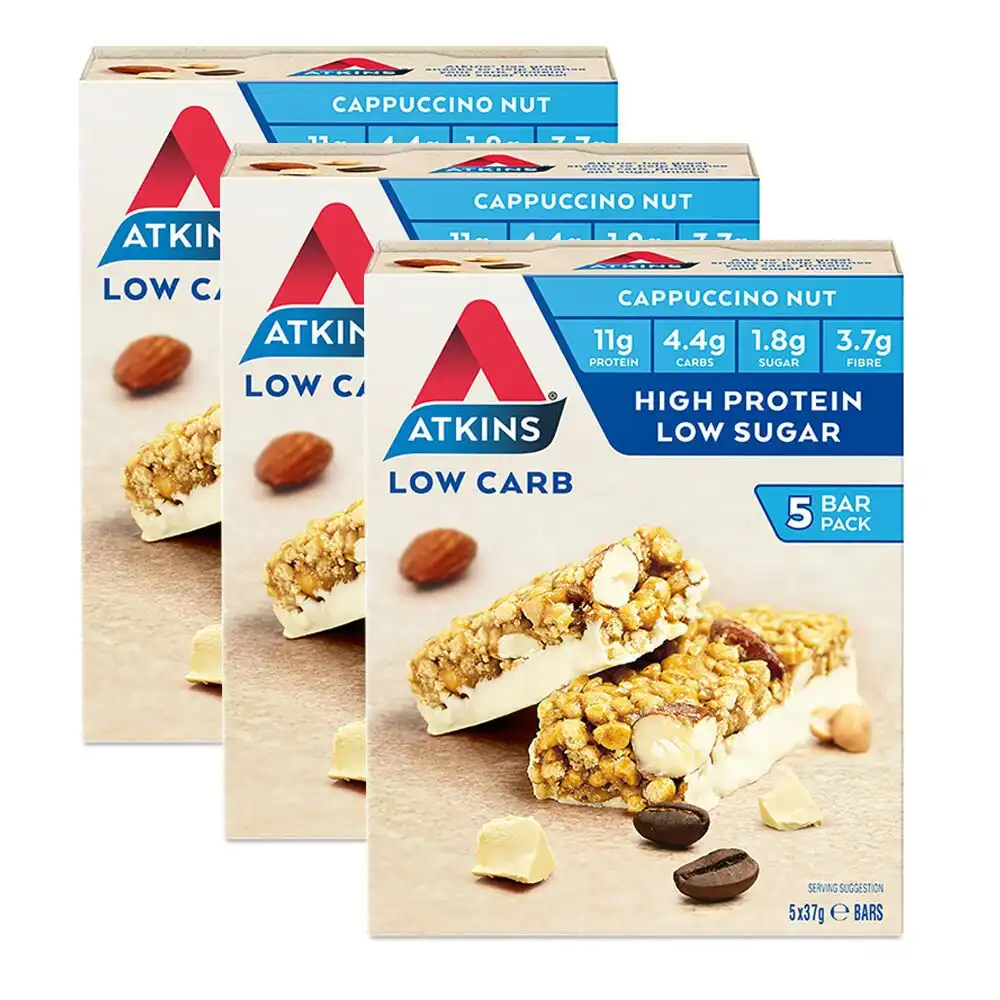 15pc Atkins Low Carb 37g Day Break Protein Bar Healthy Diet Snack Cappuccino Nut