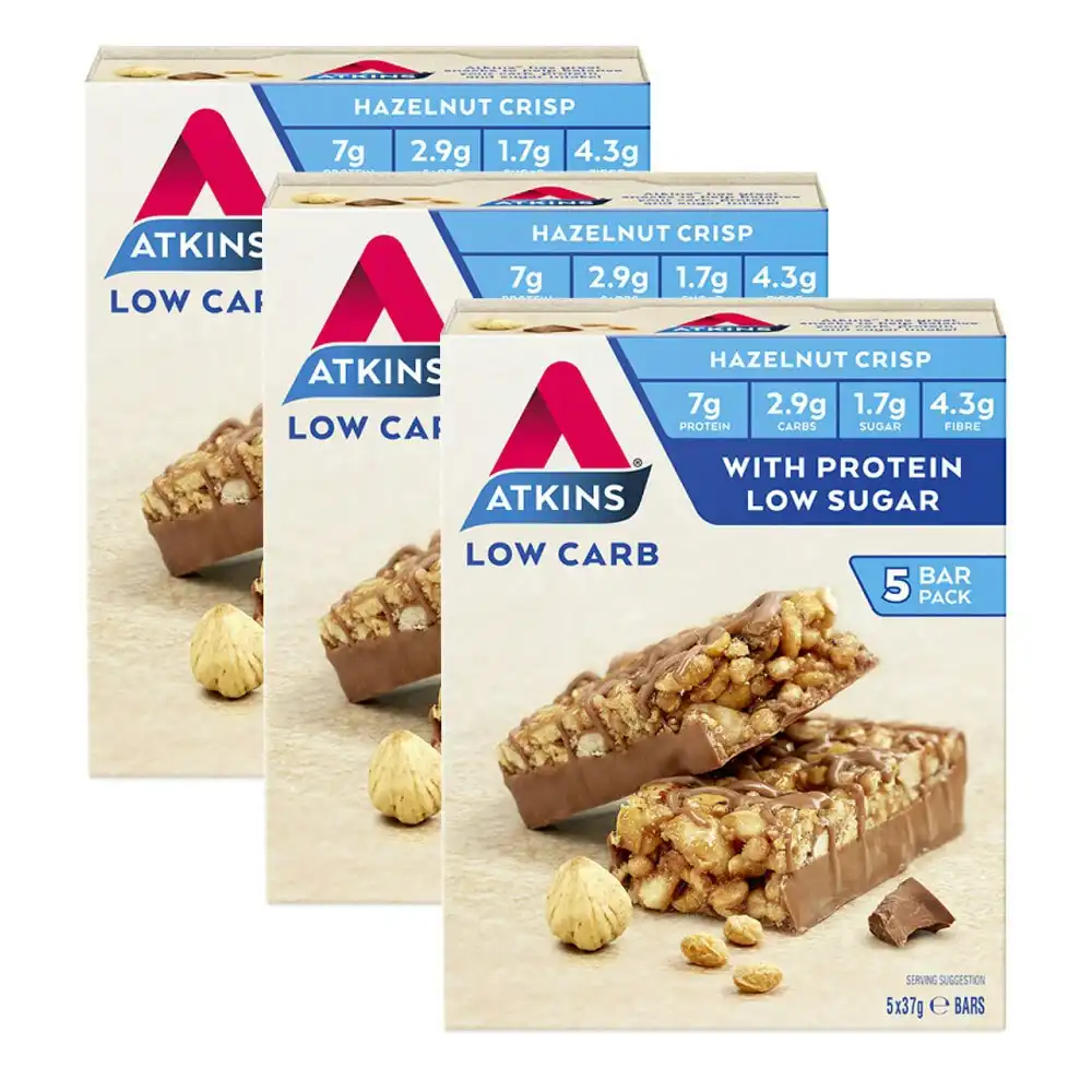 15pc Atkins Low Carb 37g Day Break Protein Bar Healthy Diet Snack Hazelnut Crisp