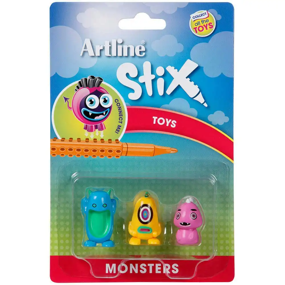 Artline Stix 3PK Monsters Toys for Stix Drawing Pens/Markers Build/Play Kids/Art