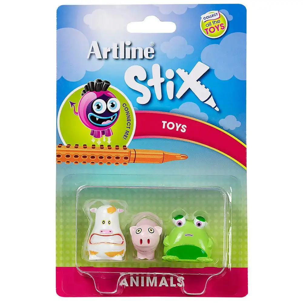 Artline Stix 6PK Monsters  Animals Toys for Drawing Pens Markers Build/Play Kids