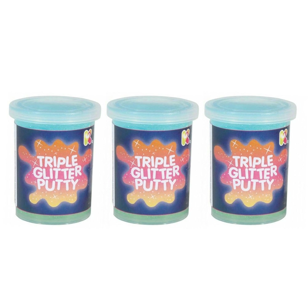 3x Fumfings Novelty Triple Glitter Putty 6cm Squish Art Toys Kids/Child 3y+ Asst