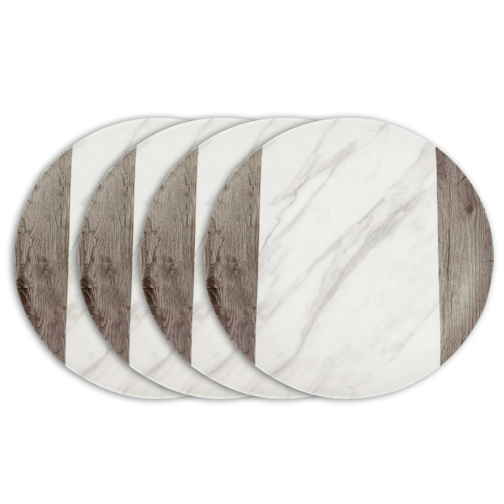 4PK Lemon & Lime Matte Melamine 20cm Round Side Plate Endwood Marble Catering