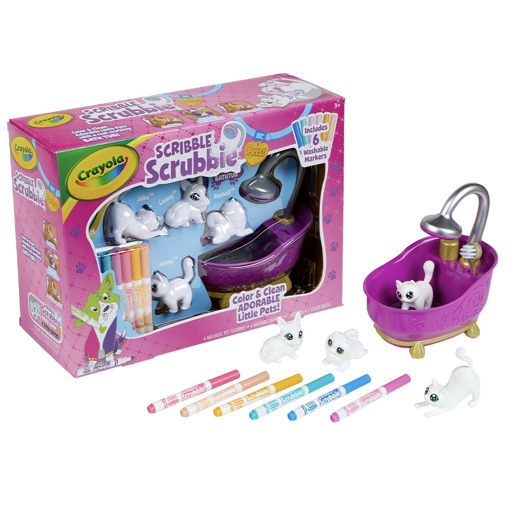 12pc Crayola Scribble Scrubbie Bath Tub Playset w/ Markerrs/Toy Pets Kids 3y+