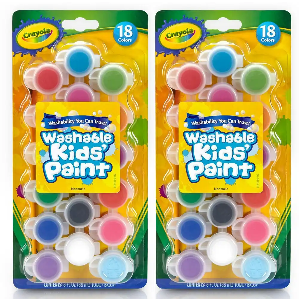 2PK Crayola Washable Kids Watercolour Non Toxic Paints w/Brush Arts Kids 3y+