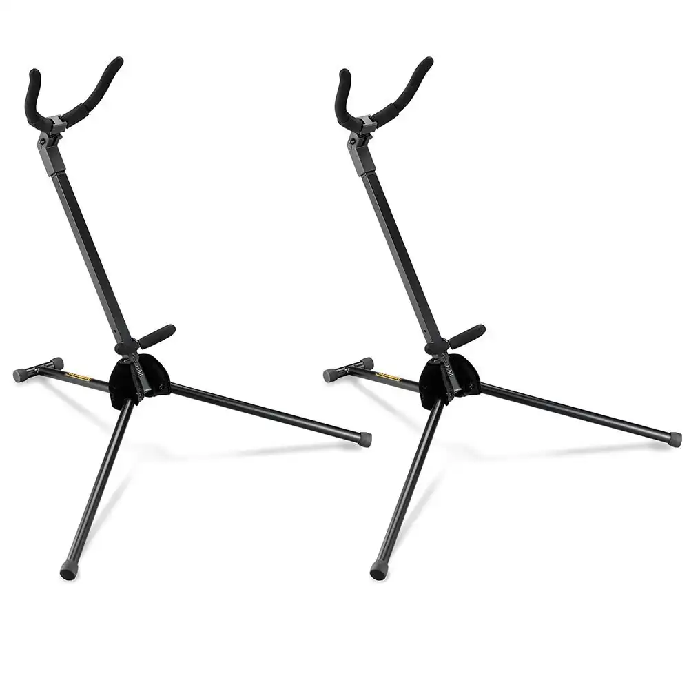 2PK Hercules Foldable Musical Instrument Stand/Holder for Tenor Saxophone Black