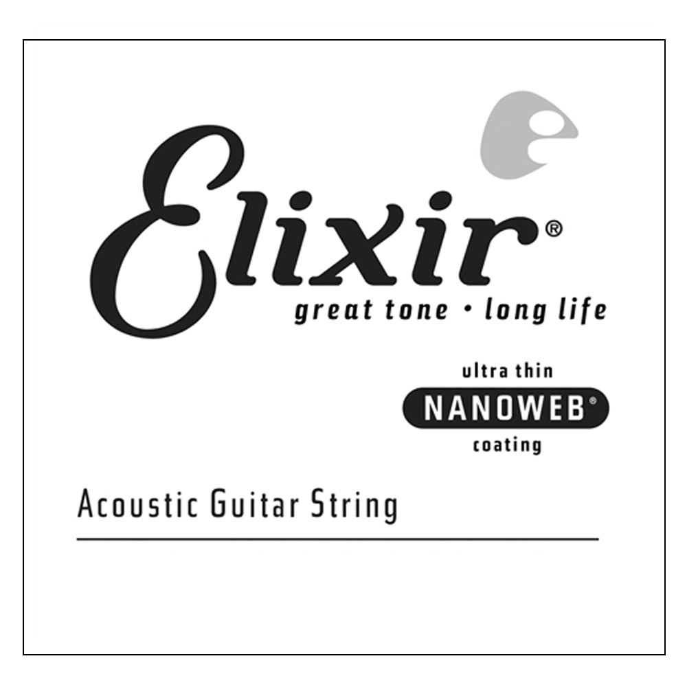 Elixir #15128 Acoustic Nanoweb Guitar Music 0.028 Single String 80/20 Bronze