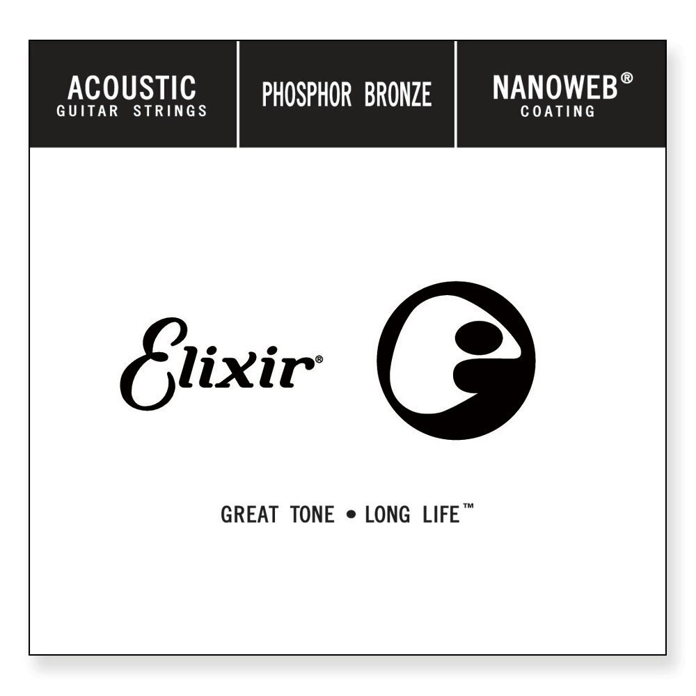 Elixir #14124 Acoustic Nanoweb Music Guitar Phosphor Bronze 0.024 Single String