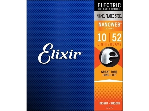 Elixir #12077 Electric Guitar Strings Nano Nickel Plated Steel 10-52 Light Heavy