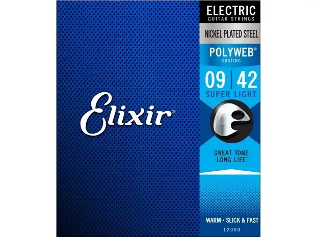 Elixir #12000 Electric Guitar Strings Poly Nickel Plated Steel 9-42 Super Light