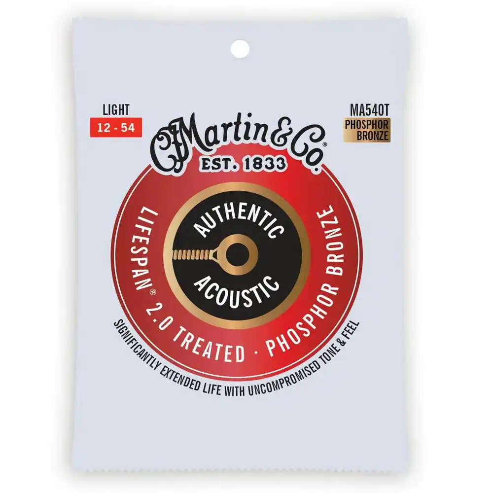 Martin Guitar Authentic Treated Strings 92/8 Phosphor Bronze MA540T Light Gauge