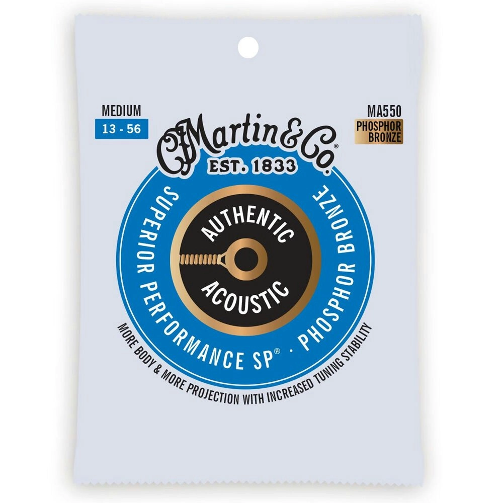 Martin Guitar Authentic Acoustic Strings 92/8 Phosphor Bronze MA550 Medium Gauge