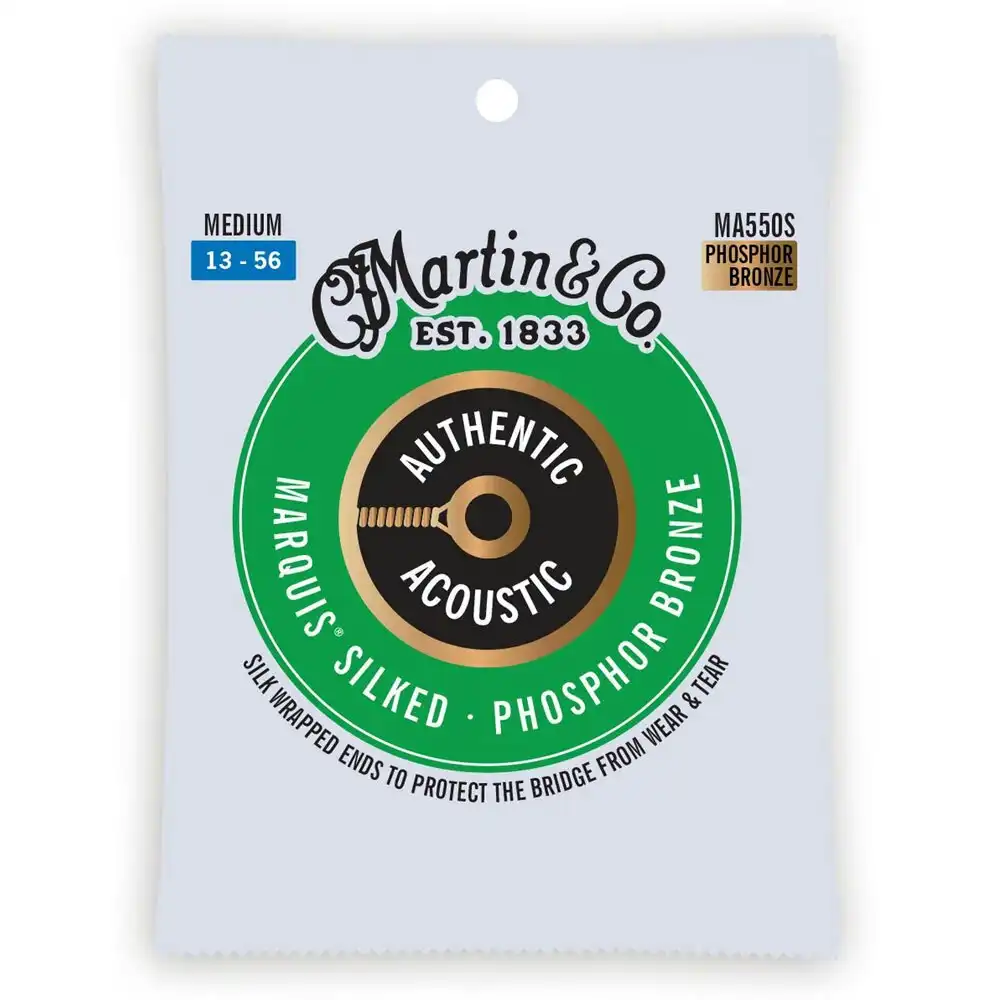 Martin Guitar Authentic Silked String 92/8 Phosphor Bronze MA550S Medium Gauge