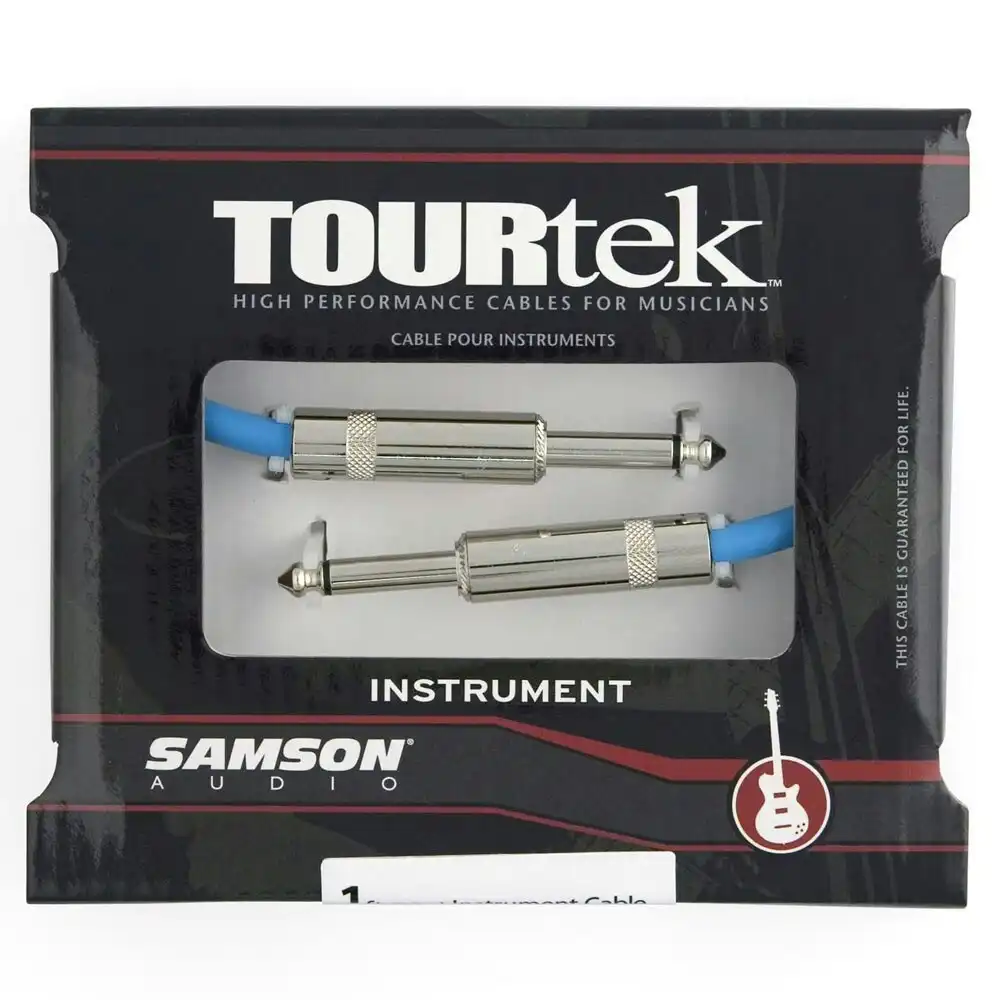TourTek 0.35m Instrument Cable Male Jack Lead Connector Extension Cord Black