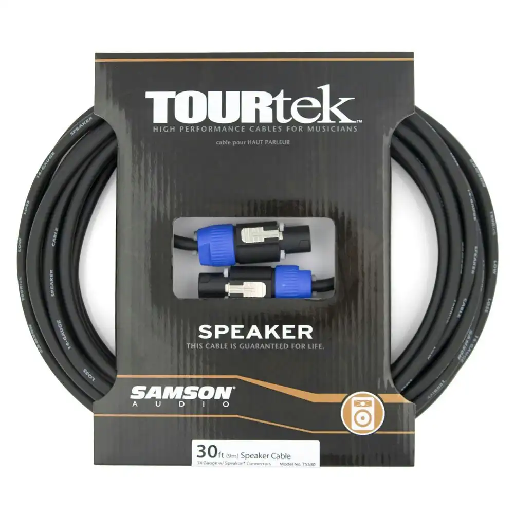 TourTek 9.15m Speakon Speaker Cable Male Connector Adapter For Audio System BLK