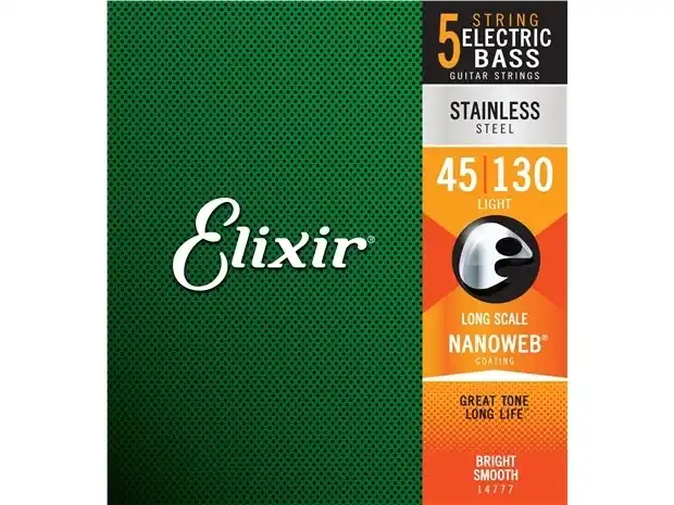 Elixir #14777 Bass Guitar 5 String Nanoweb Coating Stainless Steel 45-130 Medium