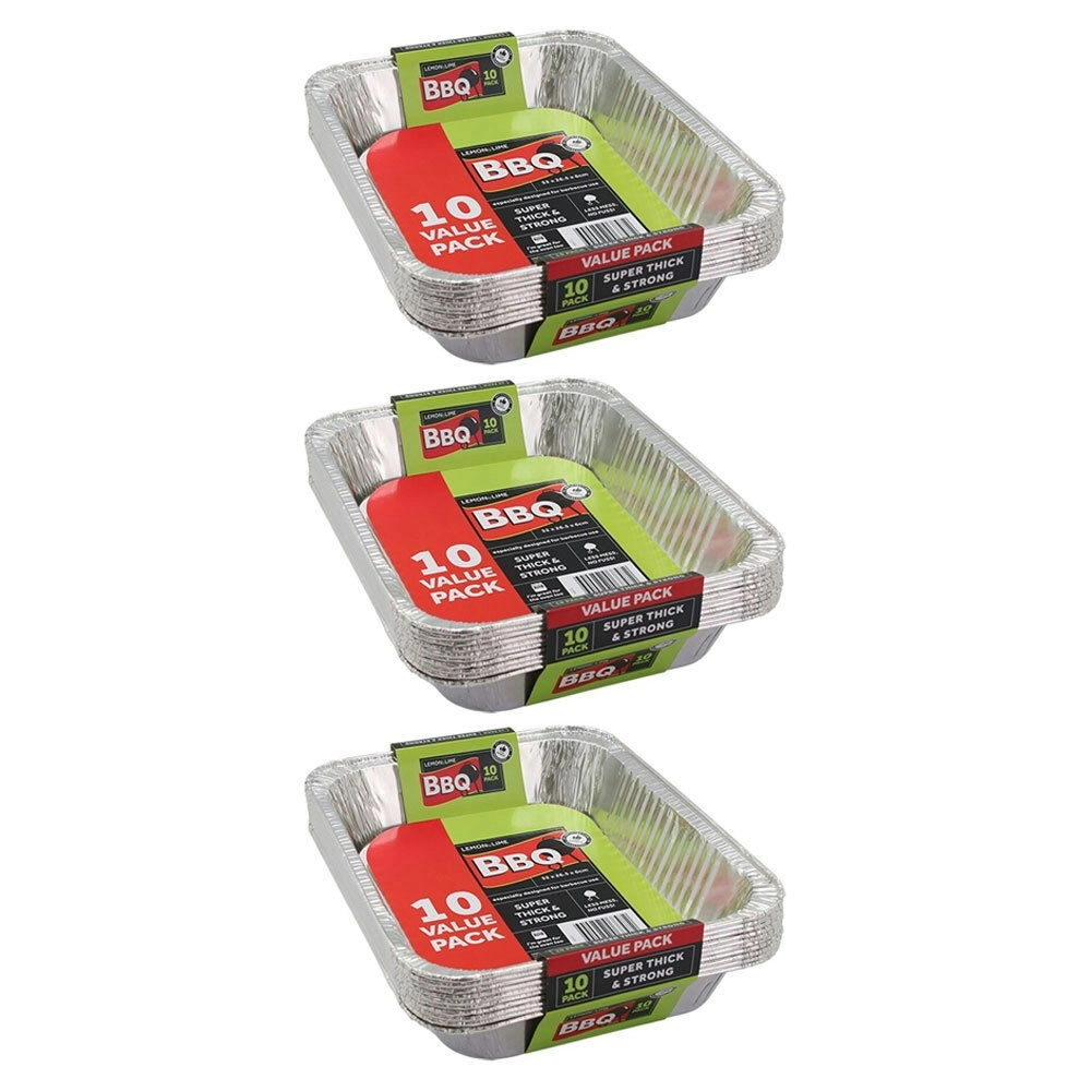 30pc Lemon & Lime 32x26.5x6cm Aluminium Foil Tray BBQ/Oven Roasting/Baking Tray