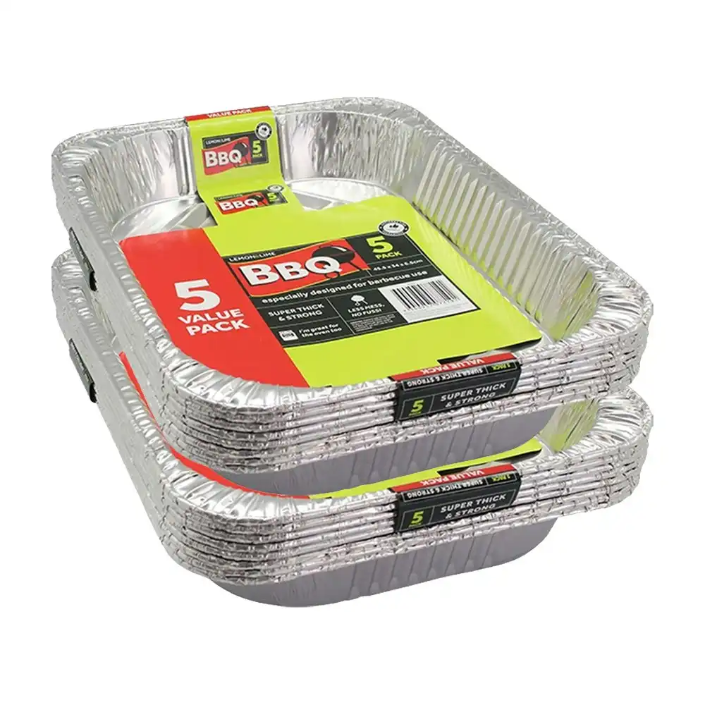10pc Lemon & Lime 45.5cm Disposable Aluminium Foil BBQ/Oven Roasting/Baking Tray