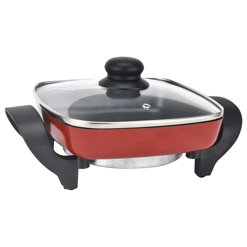 Maxim Kitchenpro Electric 800W Non Stick Mini Frying Pan/Frypan w/ Glass Lid Red