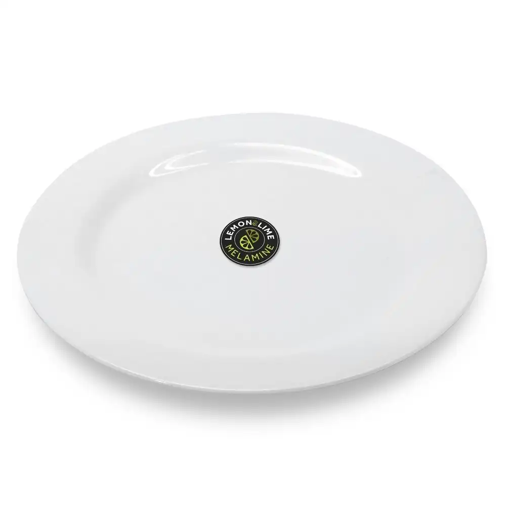 6x Lemon & Lime 27.5cm Melamine Dinner/Lunch Plate Round Dish Dinnerware White