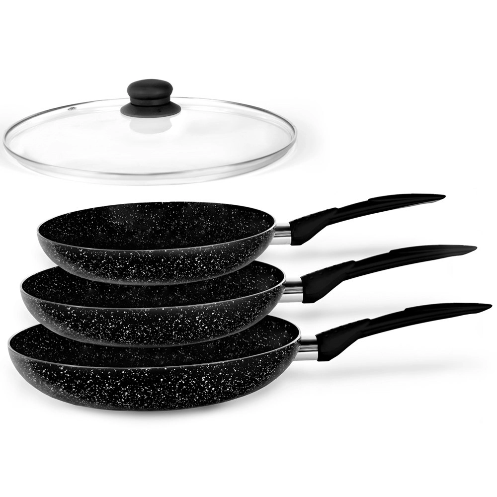 Stone Magic Black Ceramic Marble Coated Cookware Frypan Set/non-stick Coating