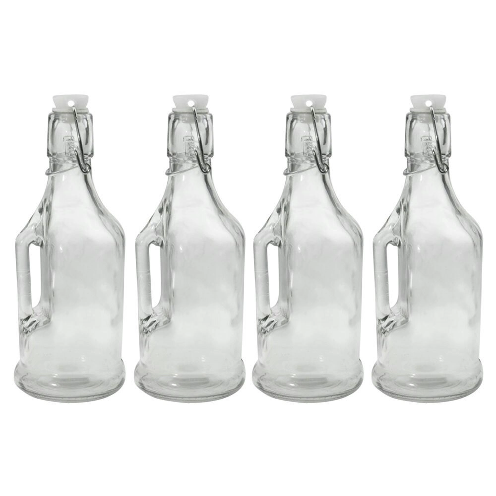 4PK Lemon & Lime 350ml Jar/Jug Drink Container w/ Clip Lock Lid Glass Bottle CLR