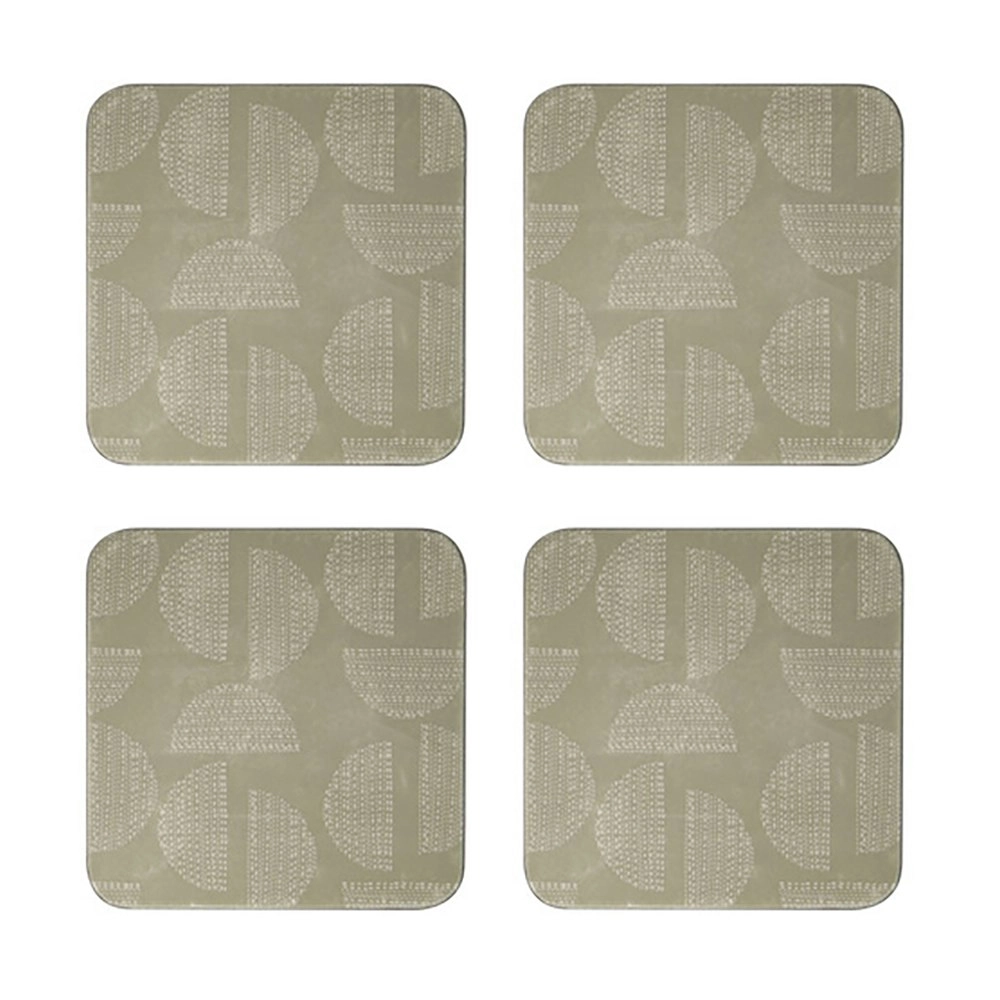 4PK Ladelle Splice Hardboard 10cm Square Coaster Coffee Drink/Tea Cup Mat Moss