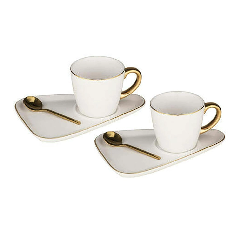 6pc Tempa Asteria 80ml Espresso Coffee Mug Cup/Plate Saucer/Teaspoon Set White