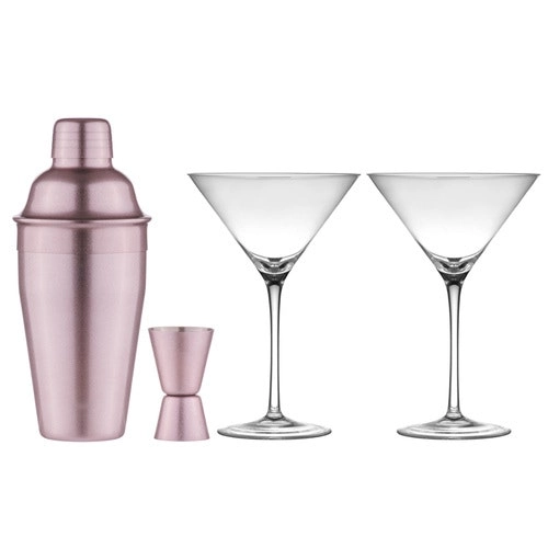 4pc Aurora 500ml Cocktail Shaker 15/30ml Jigger/Martini Bar Glasses Set Blush