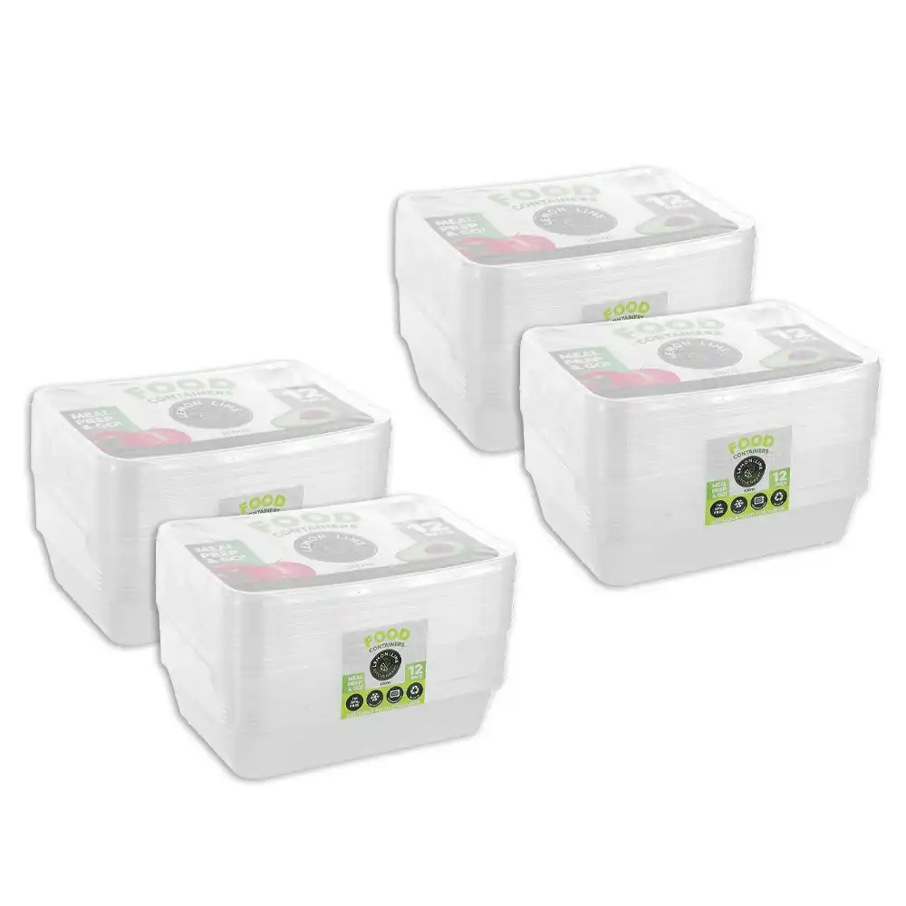 48pc Lemon & Lime Reusable Takeaway Food Storage Container Box Rectangular 650ml