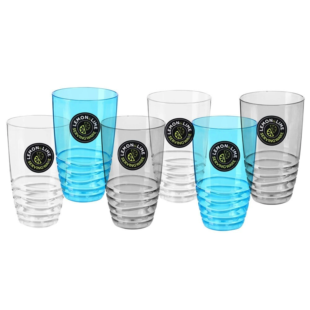 6x Lemon & Lime Wave Deco 700ml Tumbler Water/Juice Drink Party/Picnic Cup Asst