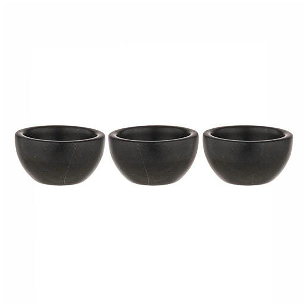 3pc Tempa Emerson 7.5cm Mini Pinch Bowl Snack/Sauce Container Set Marble Black