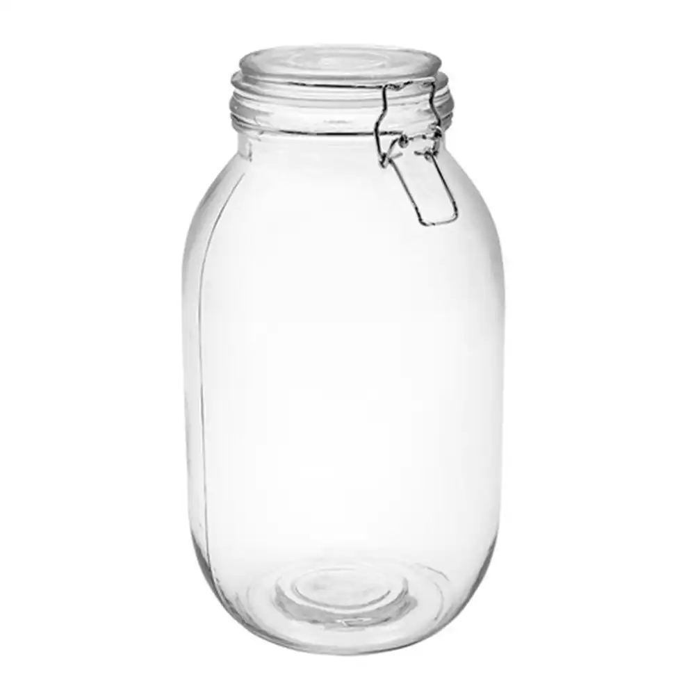 3x Lemon & Lime Fresco 3L Glass Clip Jar 15.5cm Kitchen Canister Container Clear