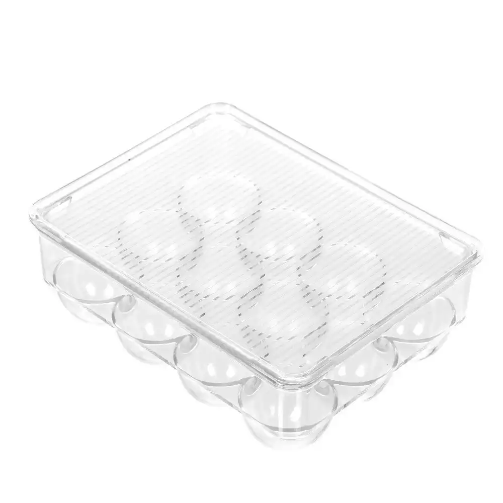 2x Boxsweden Crystal 12 Eggs Plastic Storage Rack Container/Holder Fridge Case