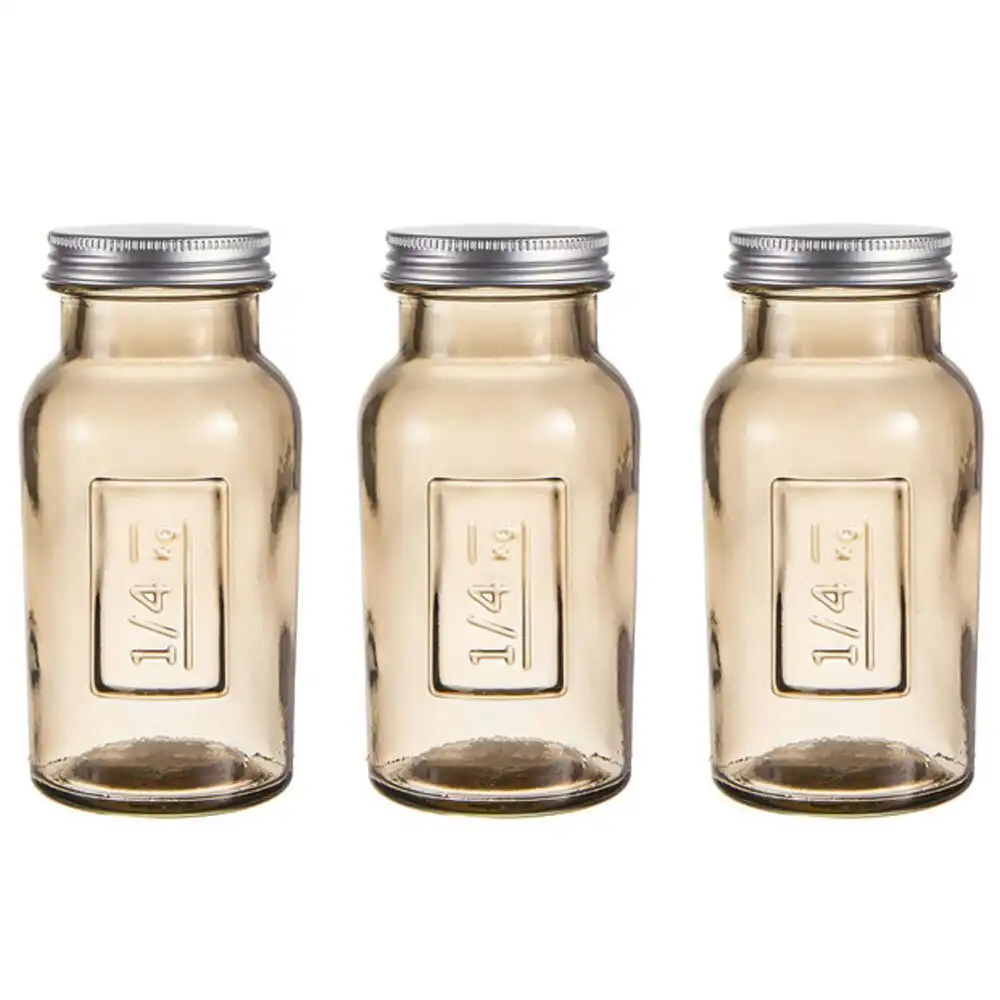 3x Ladelle Eco Recycled Rustico 250ml Storage Glass Bottle Container w/Lid Smoke
