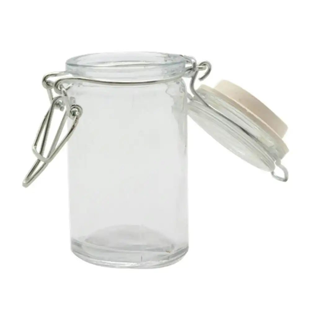 4PK Lemon & Lime Fresco Glass Clip Jar 70ml Kitchen Storage Container Canister