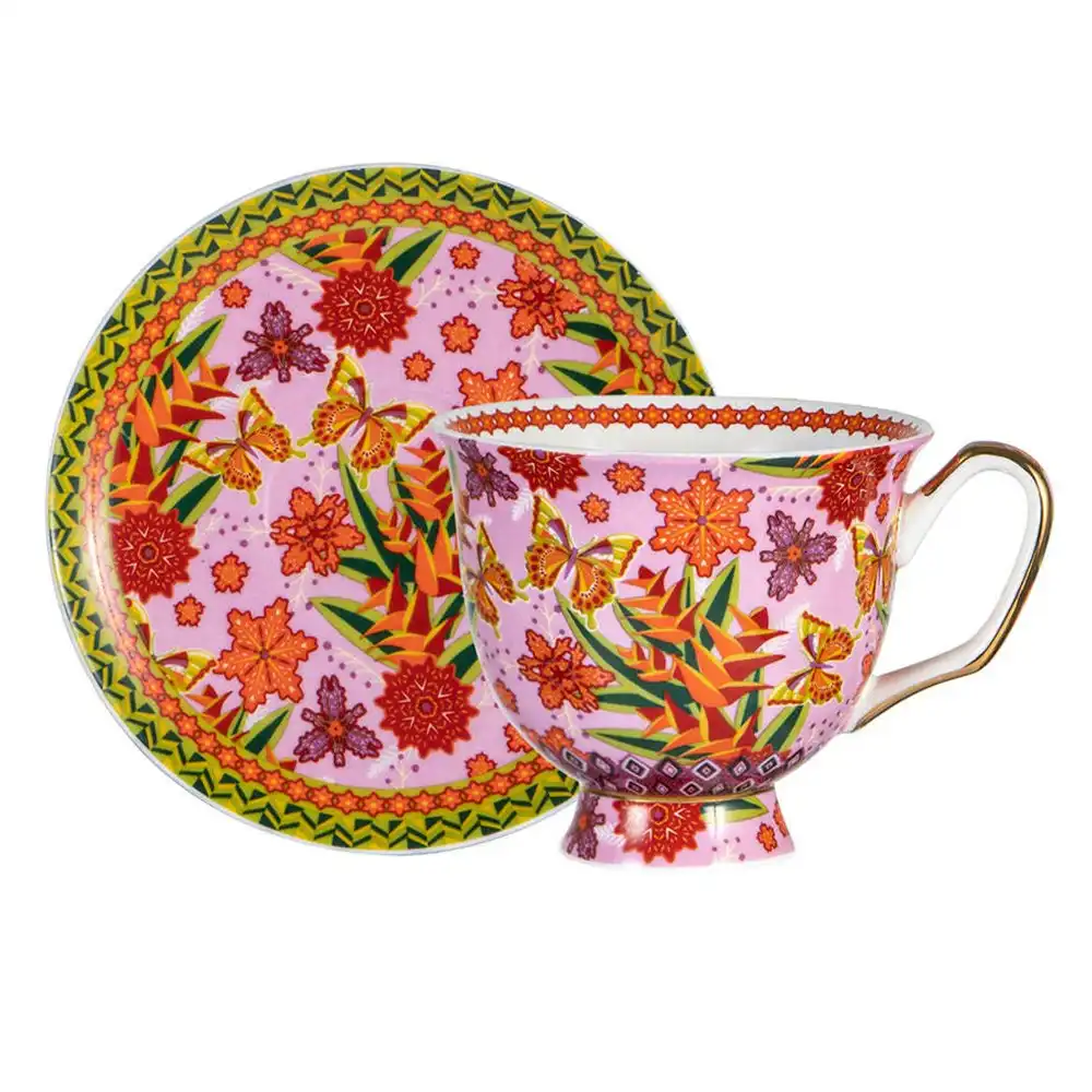 Ashdene 350ml Butterfly Heliconia XL Cup/Saucer Drink Flower Kitchen Tea Set