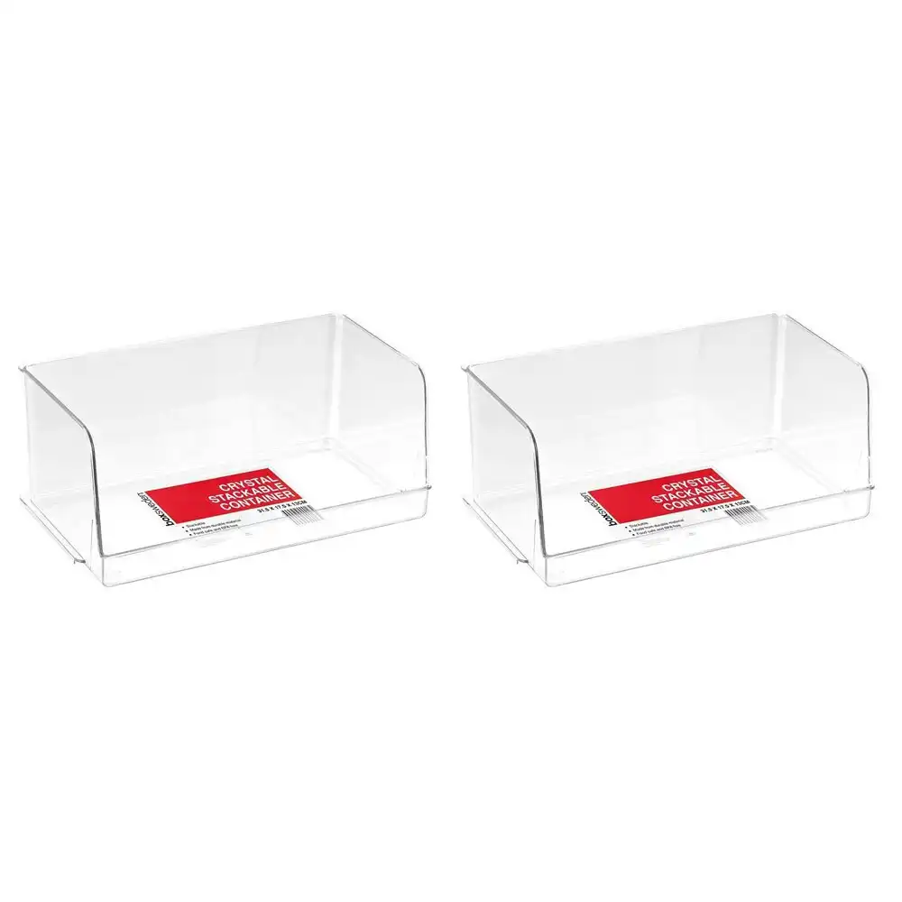 2x Boxsweden 31.5cm Crystal Kitchen Stackable Organiser/Storage Container Large