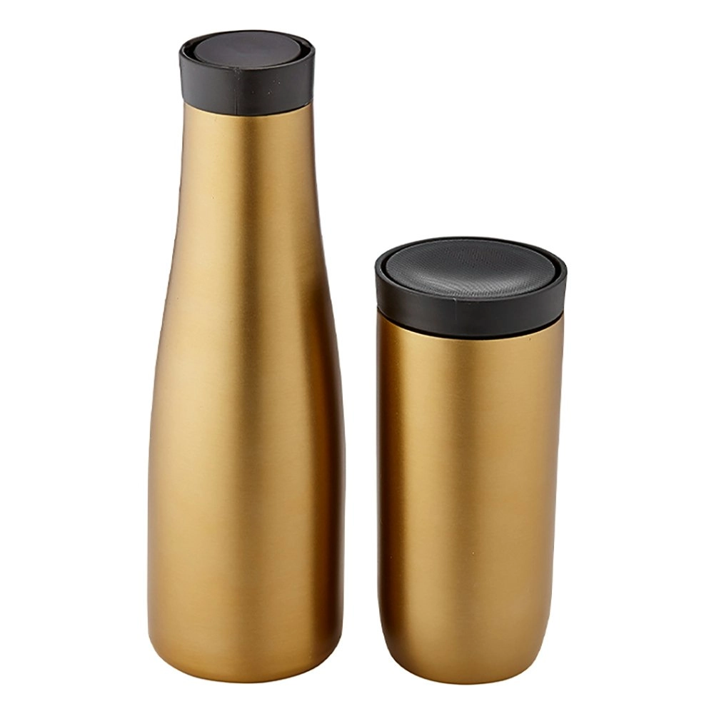 Tempa Sawyer Early Riser 500ml Insulated Drink Bottle/250ml Travel Mug Set Gold