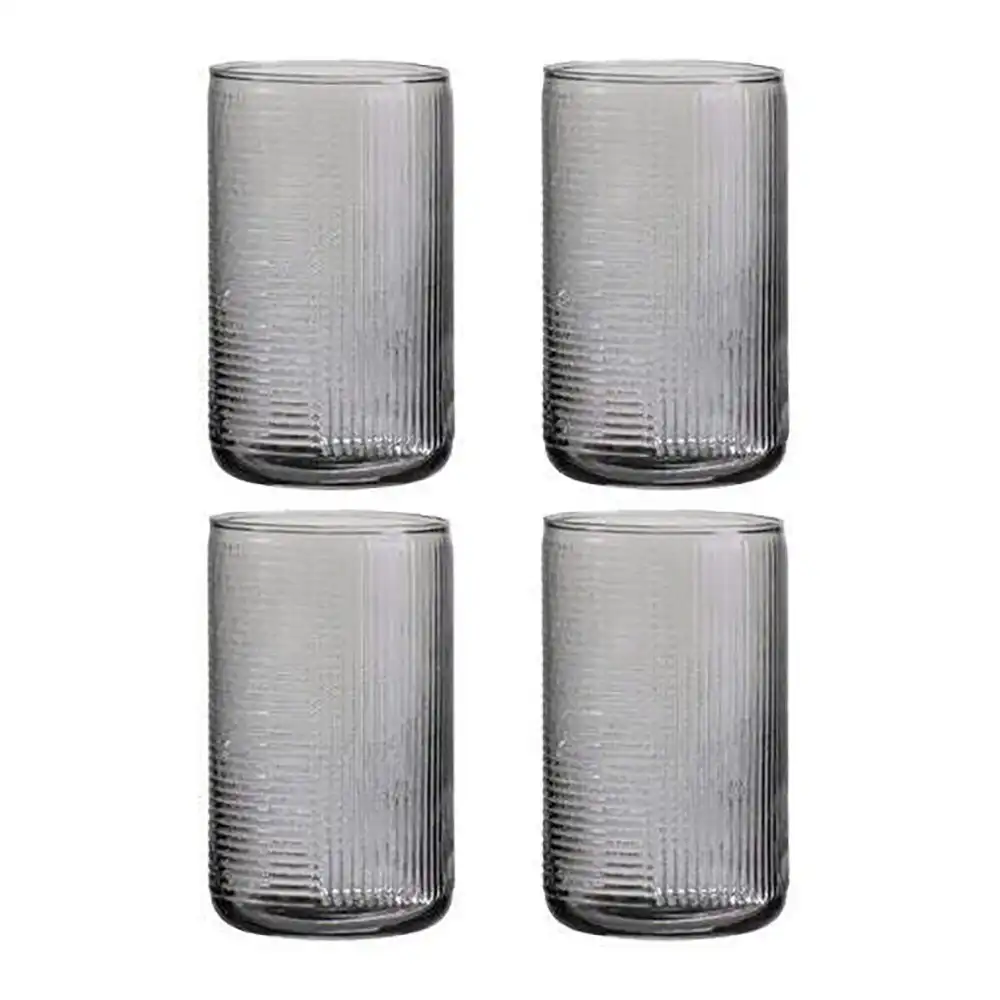 4pc Ladelle 410ml Savannah Ribbed Graphite Highball Tumbler/Glass/Cup Drinks