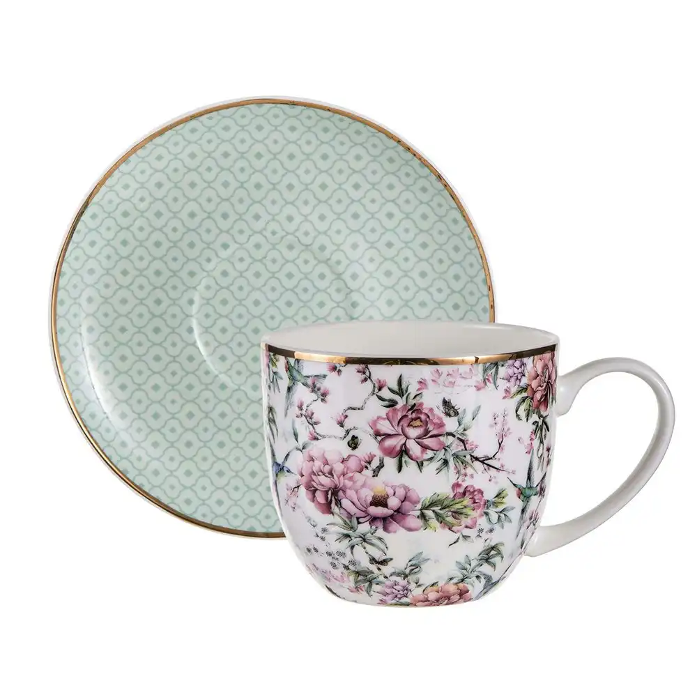 Ashdene 280ml Chinoiserie Floral Tea/Coffee Drinking Cup w/Saucer Plate Set WHT