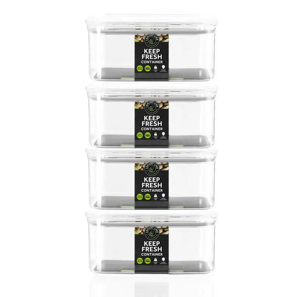 4x Lemon & Lime 850ml Keep Fresh Storer Food Container Rectangle Storage w/ Lid