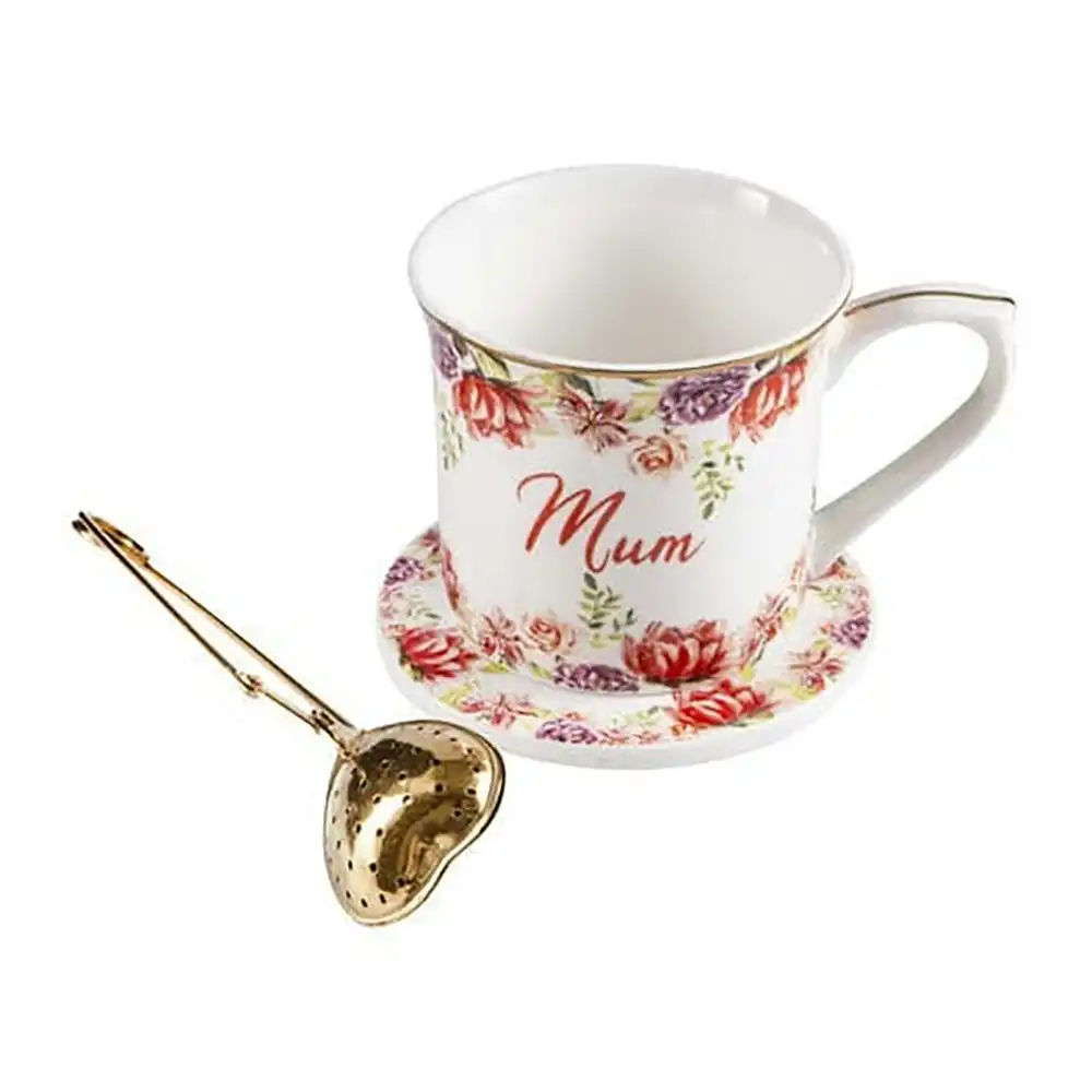 Ashdene 280ml Bunch For Mum Tea Time Gift Hot Tea Cup/Mug/Coaster w/Infuser Set