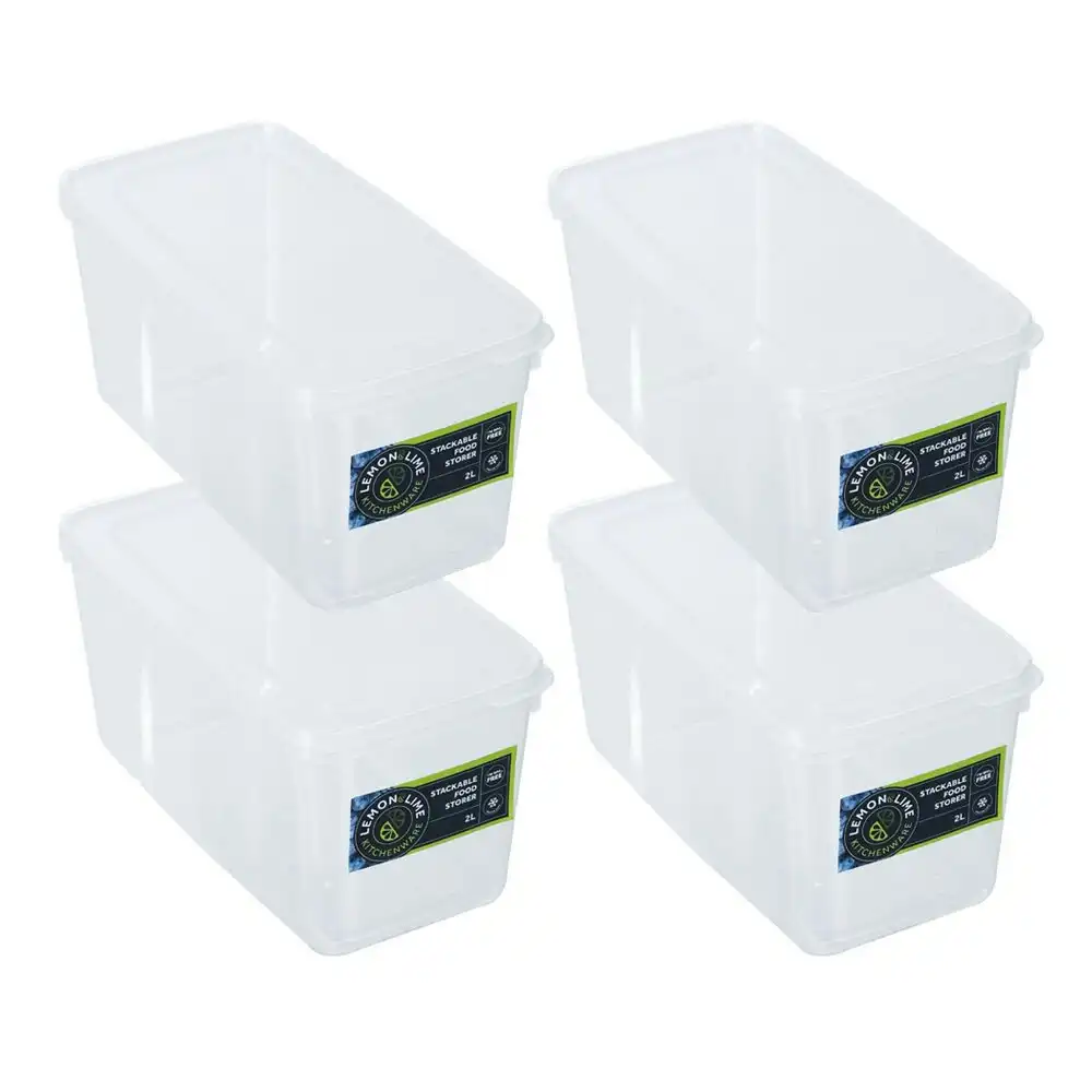 4x Lemon & Lime Keep Fresh 2L/23cm Food Storer Stackable Storage Container w/Lid