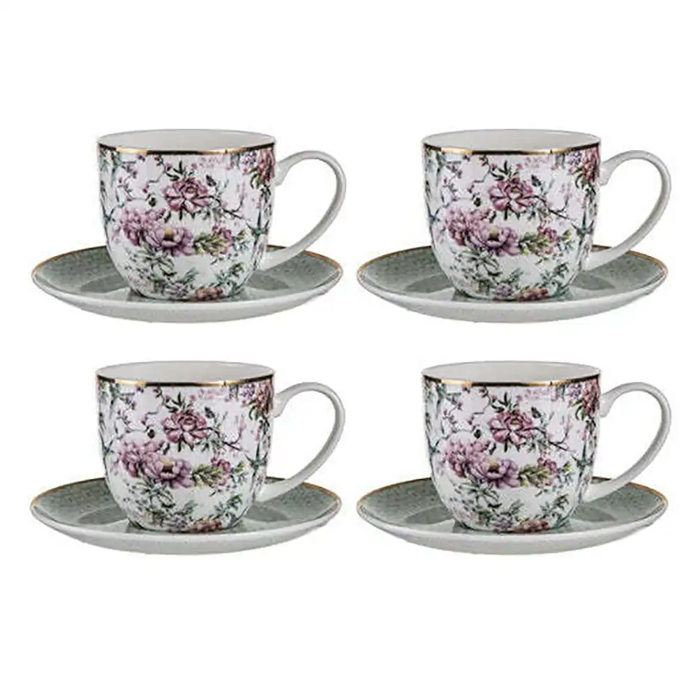 Ashdene 280ml Chinoiserie Flower Mug/Tea Cup/Saucer Hot Drinking Handled Set WHT
