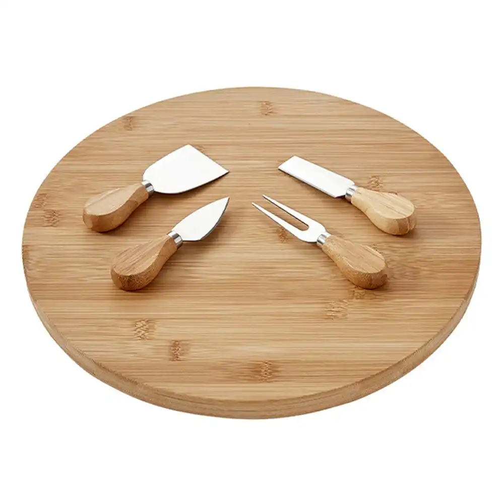 Ladelle 35cm Tempa Fromagerie Spinning Bamboo Cutlery Cheese Board Serving Set