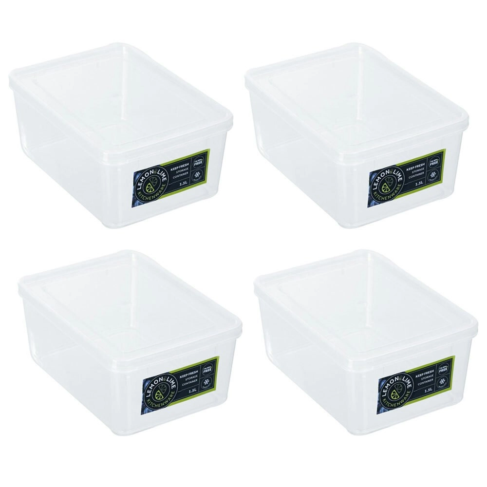 4x Lemon & Lime Keep Fresh 1.5L Food Container 18cm Kitchen Storage Canister CLR