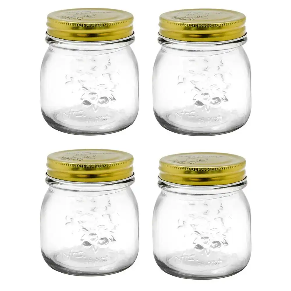 4x Lemon & Lime Roma 300ml Glass Conserve Jar 9cm Home Kitchen Storage Container