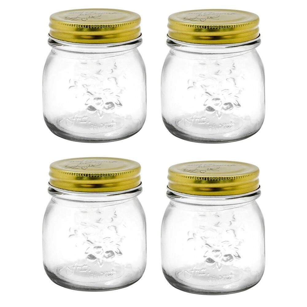 4x Lemon & Lime Roma 300ml Glass Conserve Jar 9cm Home Kitchen Storage Container