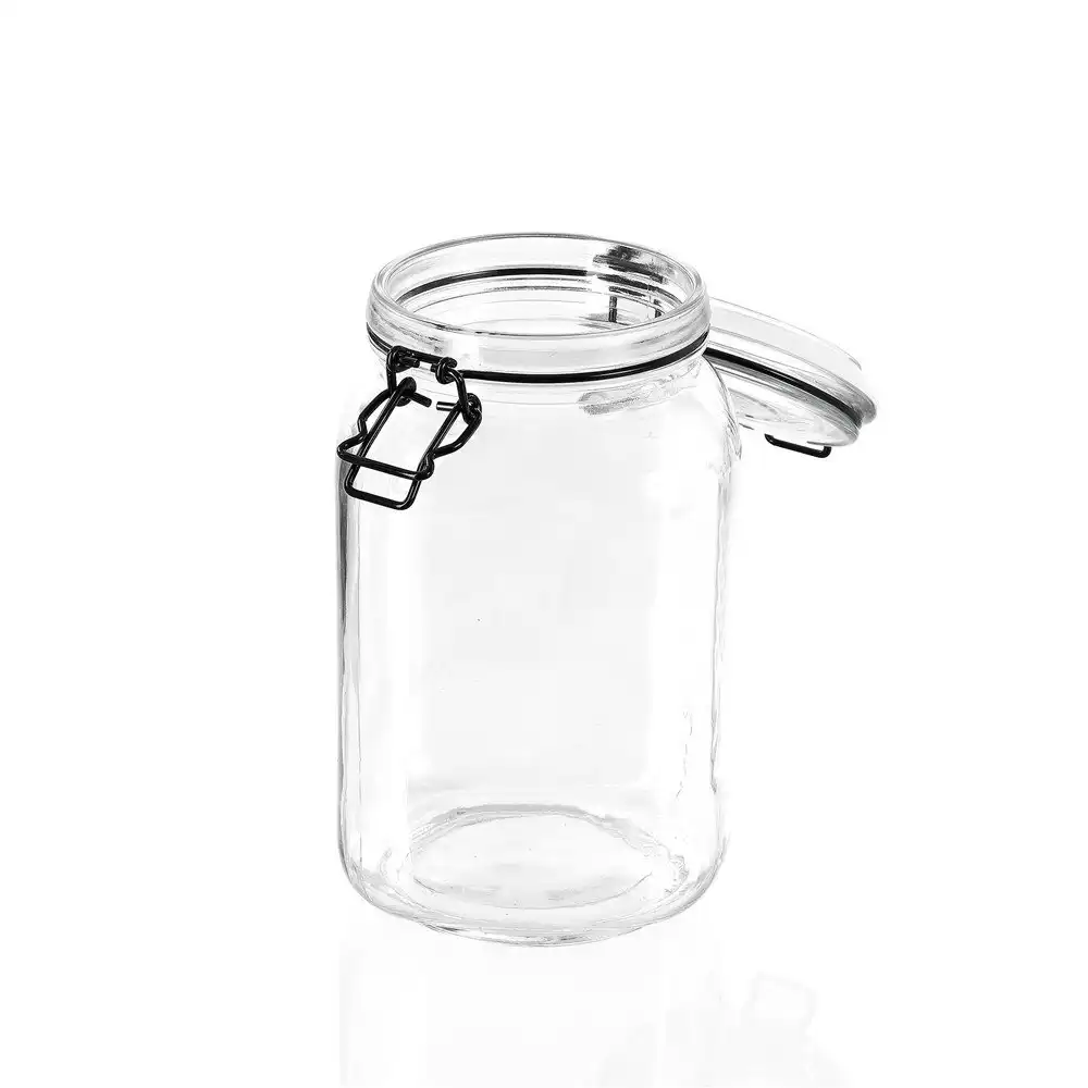 Lemon & Lime Fido 1.5L/20cm Glass Clip Jar Canister Food Storage/Container Clear