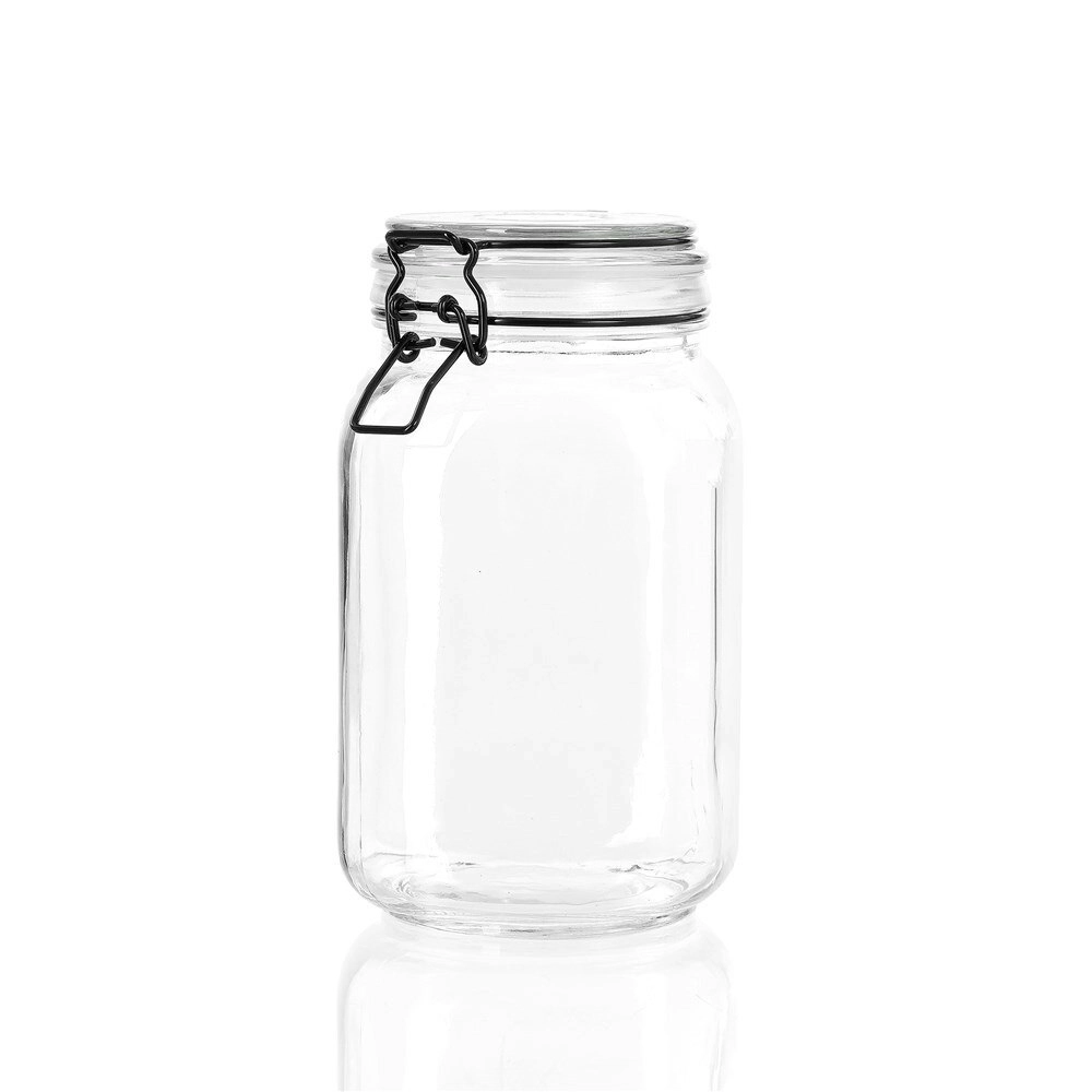 Lemon & Lime Fido 1.5L/20cm Glass Clip Jar Canister Food Storage/Container Clear